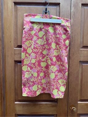 LuLaRoe Pink and Yellow Floral Pencil Skirt